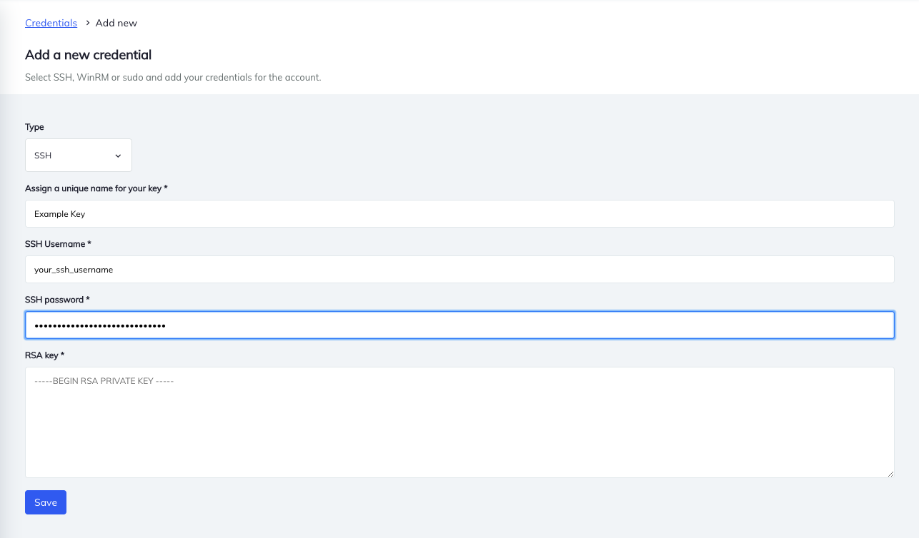 SSH Credential Form